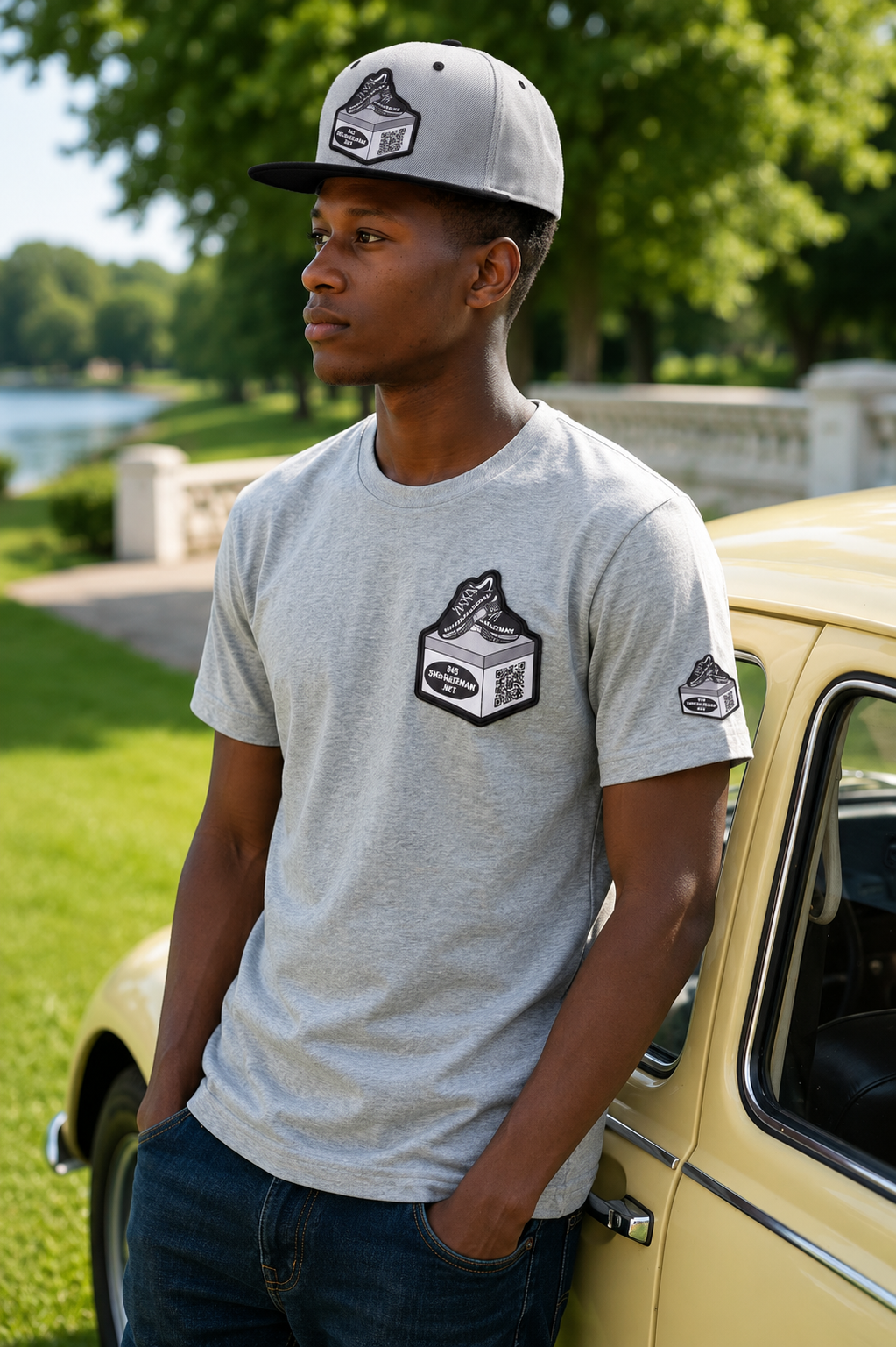 845 Box Logo Tee — Heather Grey